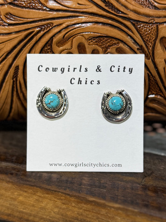 Kingman Silver Horseshoe Earrings