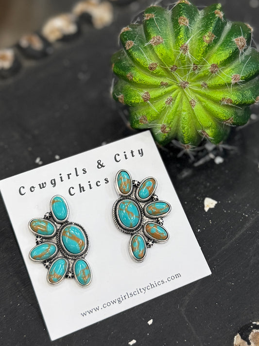 Southwest {Turquoise} Two-Tone Earrings