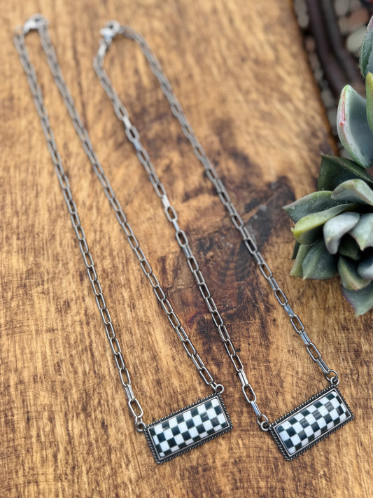 Checkered Bar Necklace