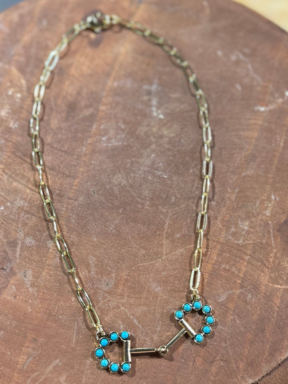 Gold Bit With Turquoise Necklace
