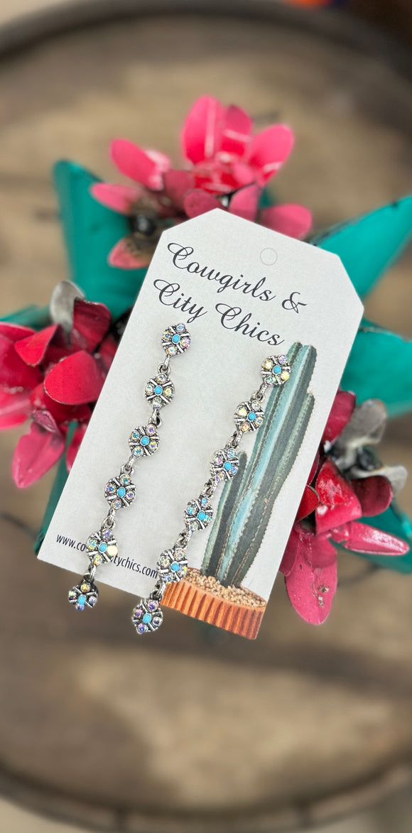 Turquoise & Crystal Dangle Earrings