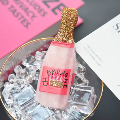 Glitter Pink Champagne Bottle Hair Clip