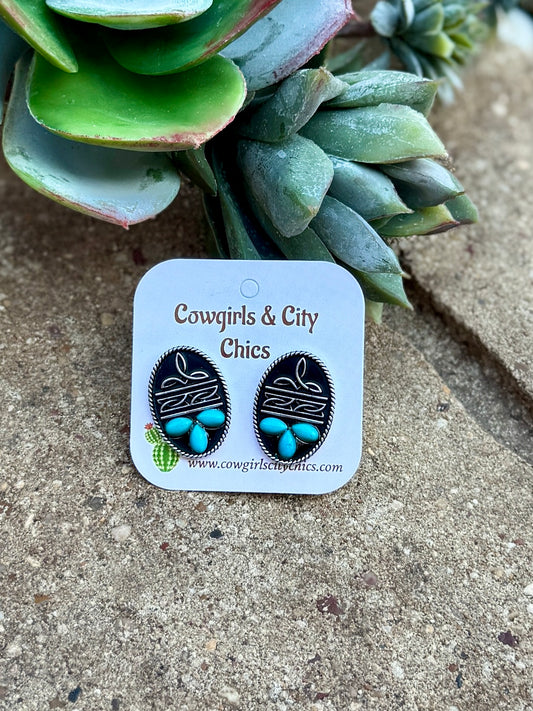 Turquoise Boot Stitch Earrings