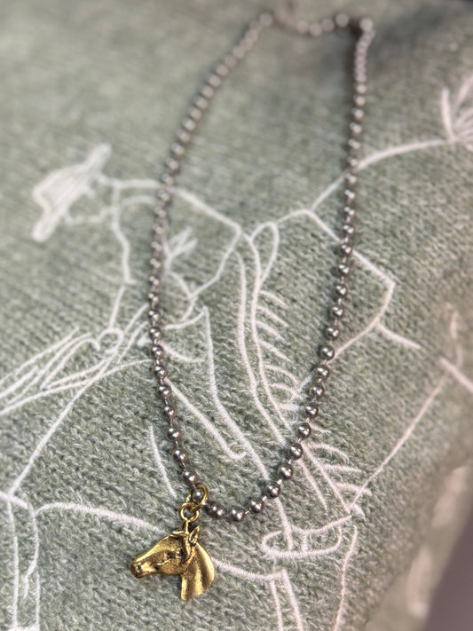 Horse Head Ball Chain Necklace