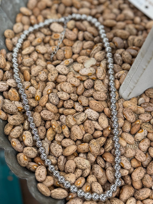 Plain Silver Beaded Necklace