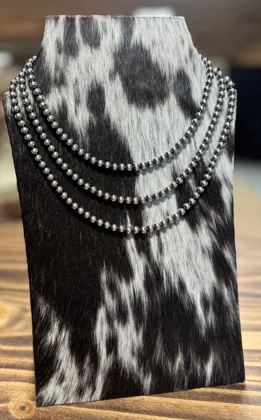 6mm Sterling Silver Navajo Pearl Necklace