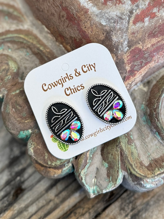 Sparkly Boot Stitch Earrings