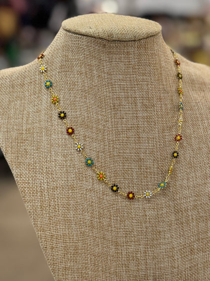 Multi-Color Flower Chain Necklace