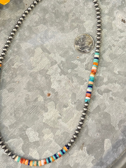 {Austin} Spiny, Lapis & Kingman Silver Bead Necklace