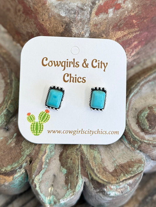 Square Turquoise Studs