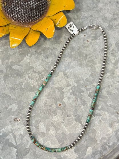 {Austin} Kingman & Silver Bead Necklace