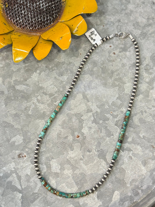 {Austin} Kingman & Silver Bead Necklace