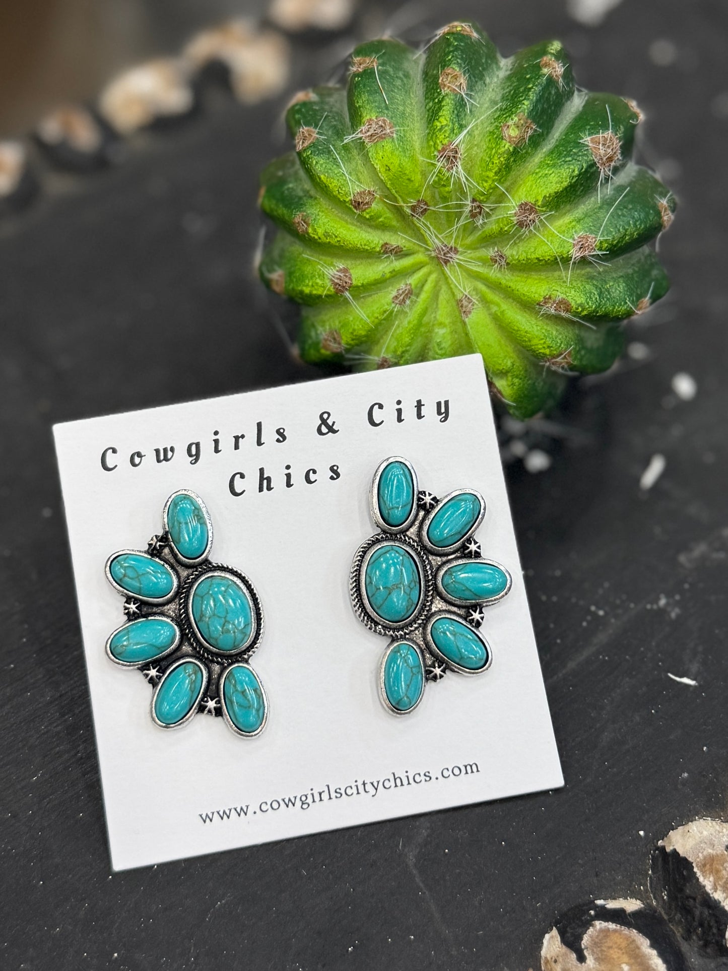 Side Cluster {Turquoise} Earring