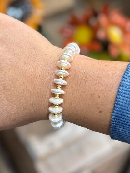 Freshwater Pearl Coin Bracelet
