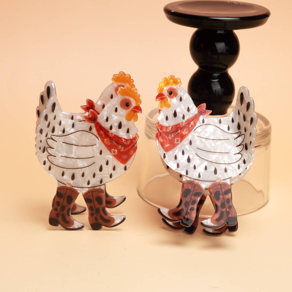 Western Cowboy Chicken Hair Claw Clip