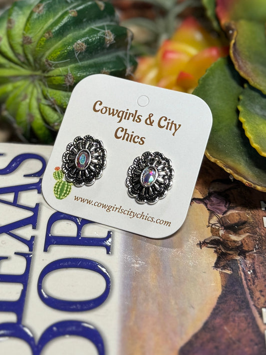 Rhinestone Concho Earrings