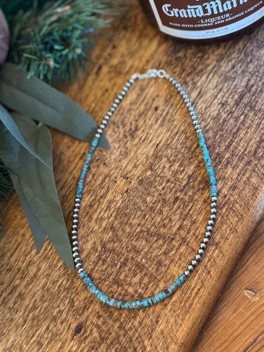 {Annie} Turquoise & Silver Pearl Necklace