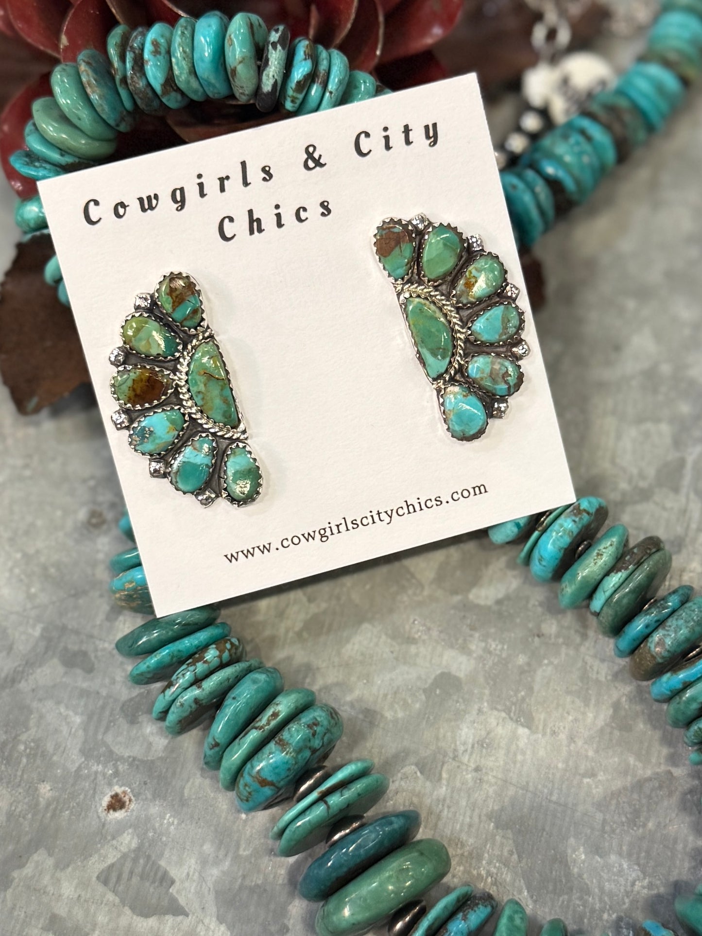 Two-Tone Side Cluster Earrings