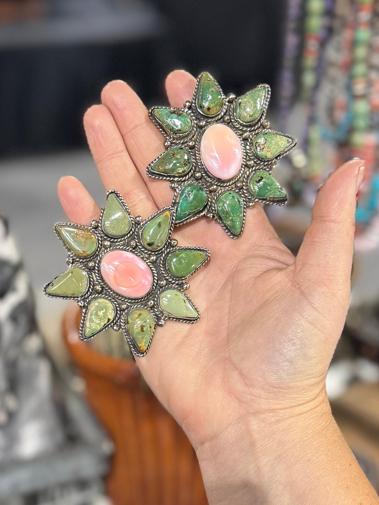 Kingman & Pink Conch XL Starburst Ring