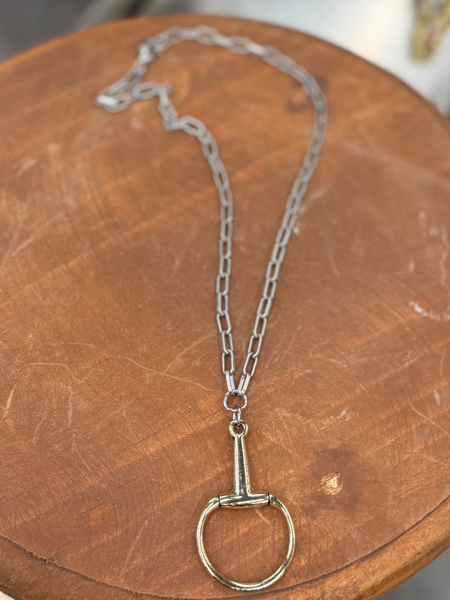 Gold Bit Paperclip Necklace