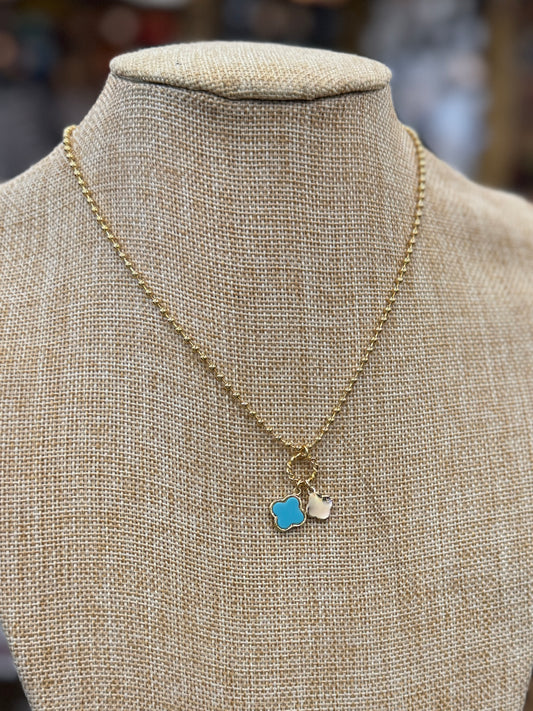 Turquoise Charm Gold Necklace