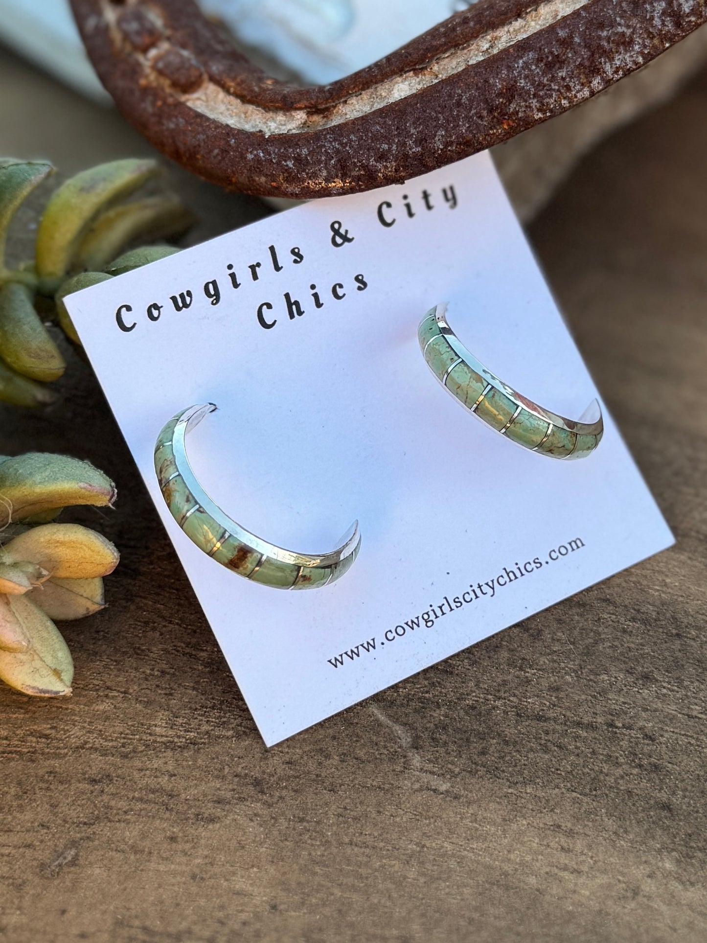 Green Kingman Hoop Earrings