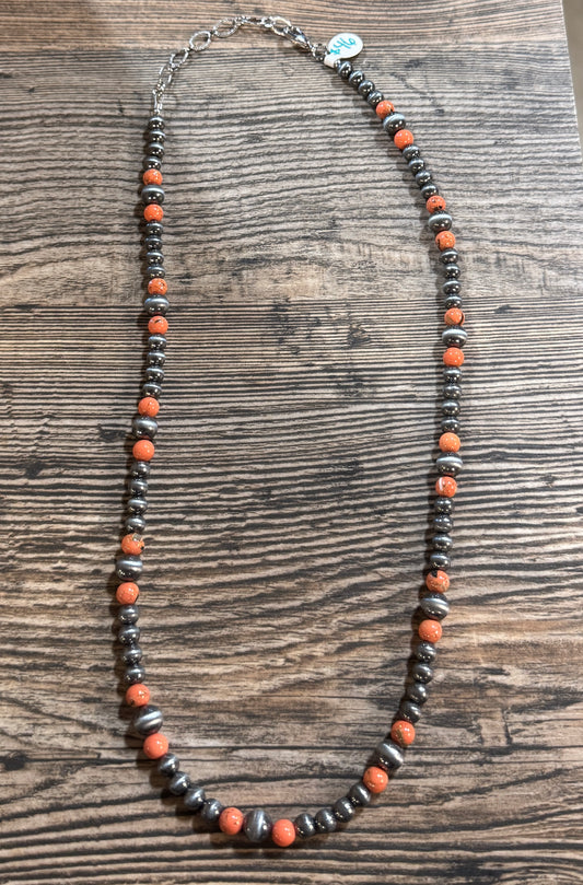 {Peaches} Orange & Pearl Necklace