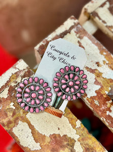 {Santa Fe} Pink Concho Turquoise Earrings