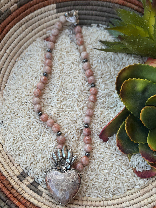 Jasper & Pearl Heart Necklace