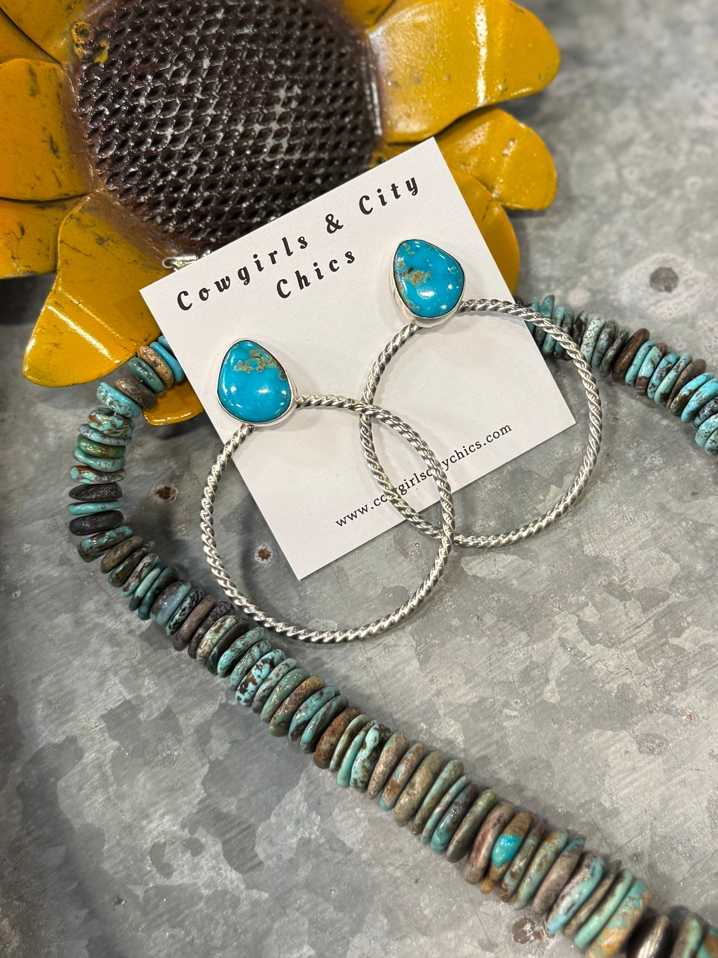 {JLO} Turquoise Post Hoop Earrings