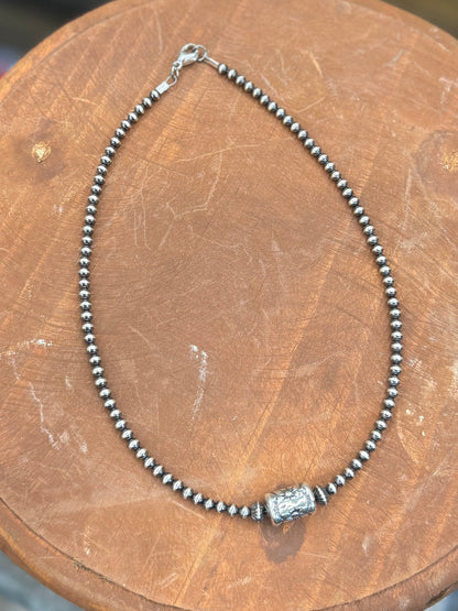 {San Marcos} Single Stamped Pearl Necklace