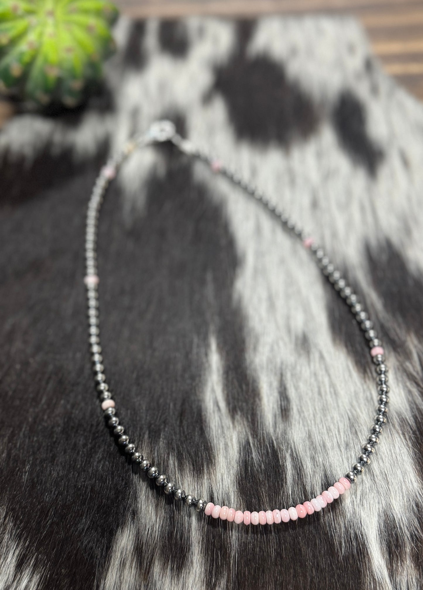 Pink Conch & Silver Navajo Pearl Necklace