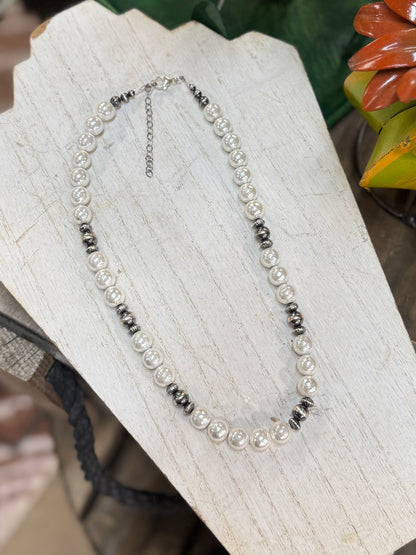 Mother Of Pearl & Pearl Necklace