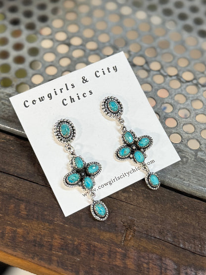 Kingman Flower Drop Post Earrings