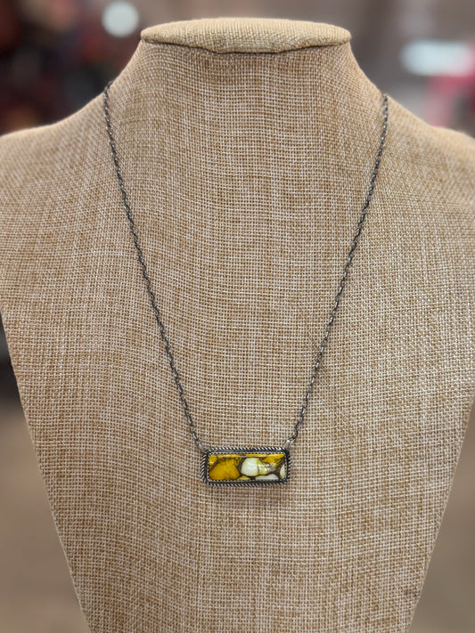 Honey Dahlia Silver Bar Necklace