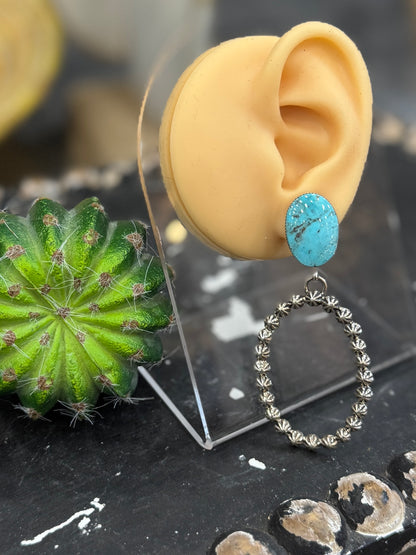 Turquoise Stud Hoop Earrings