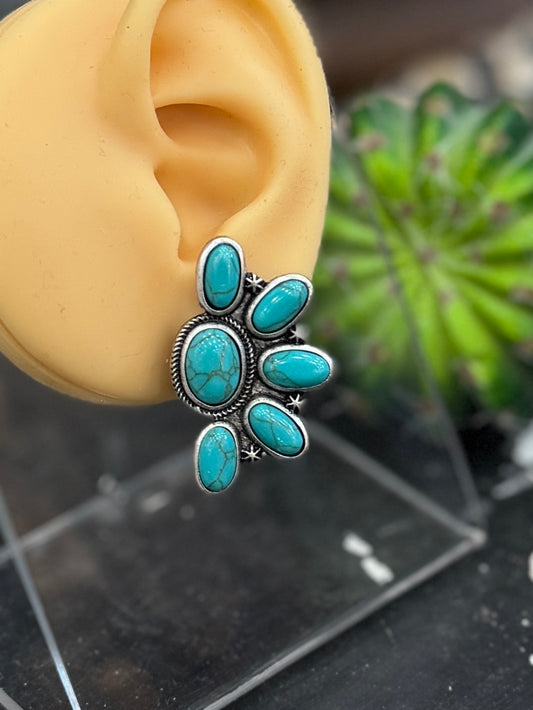 Side Cluster {Turquoise} Earring