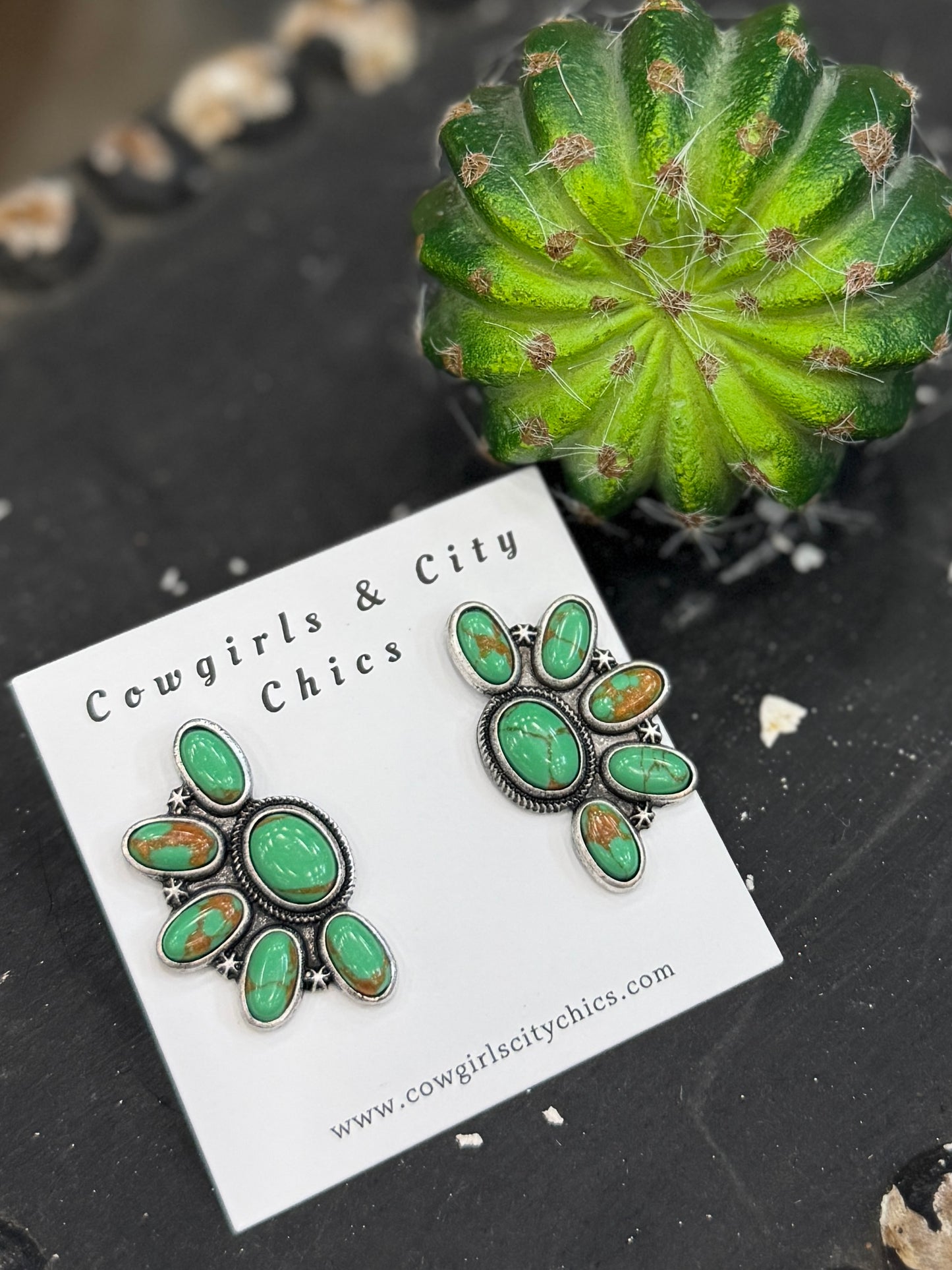 Side Cluster {Green} Earring