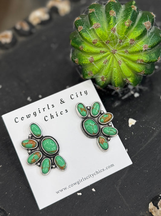 Side Cluster {Green} Earring