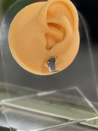 Stamped Silver Huggie Earring