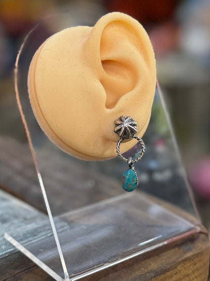 Turquoise Drop Silver Stud Earring