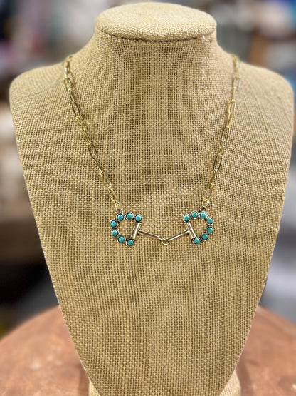 Gold Bit With Turquoise Necklace