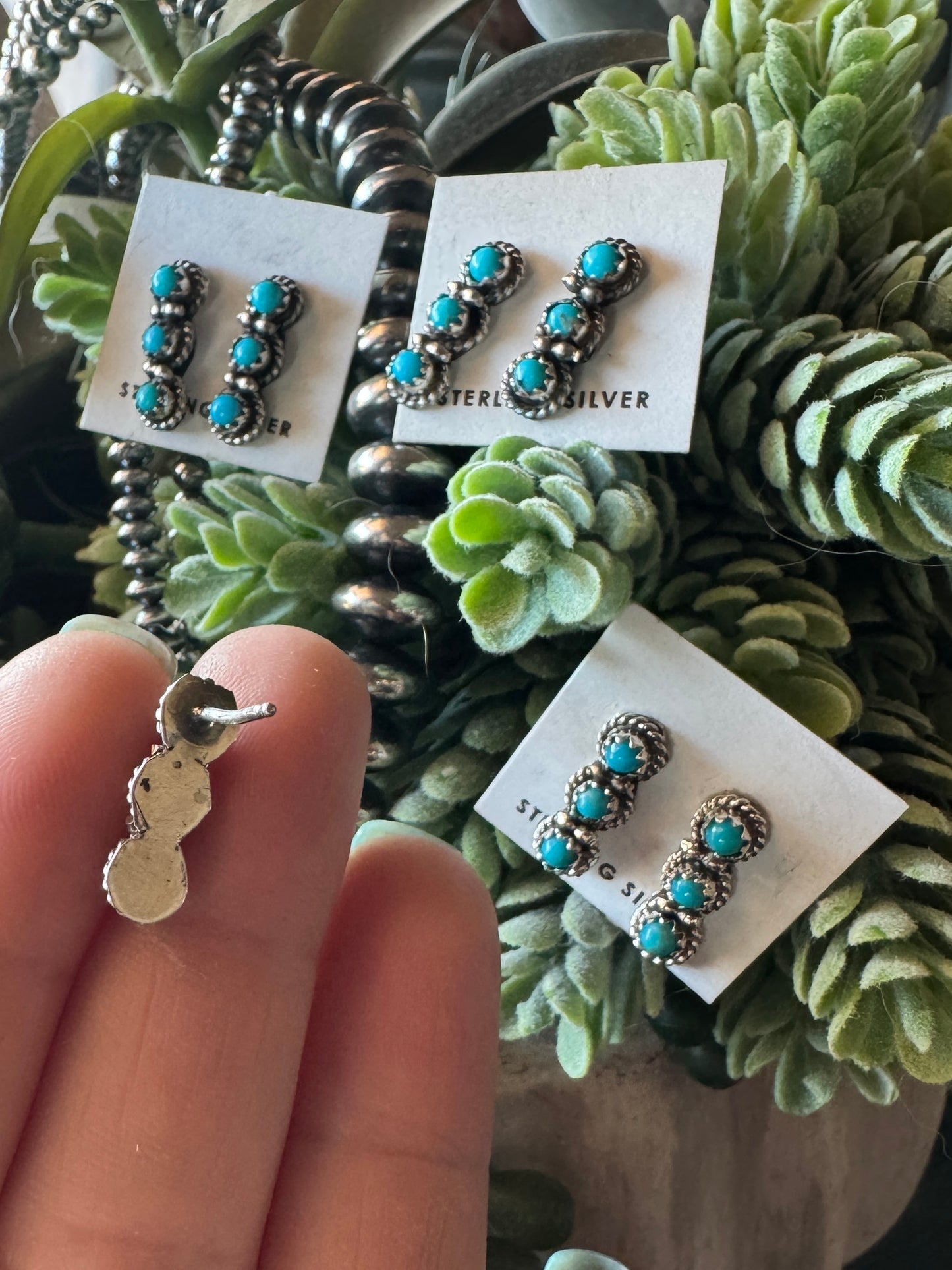 Triple Drop Mini Stud Earrings