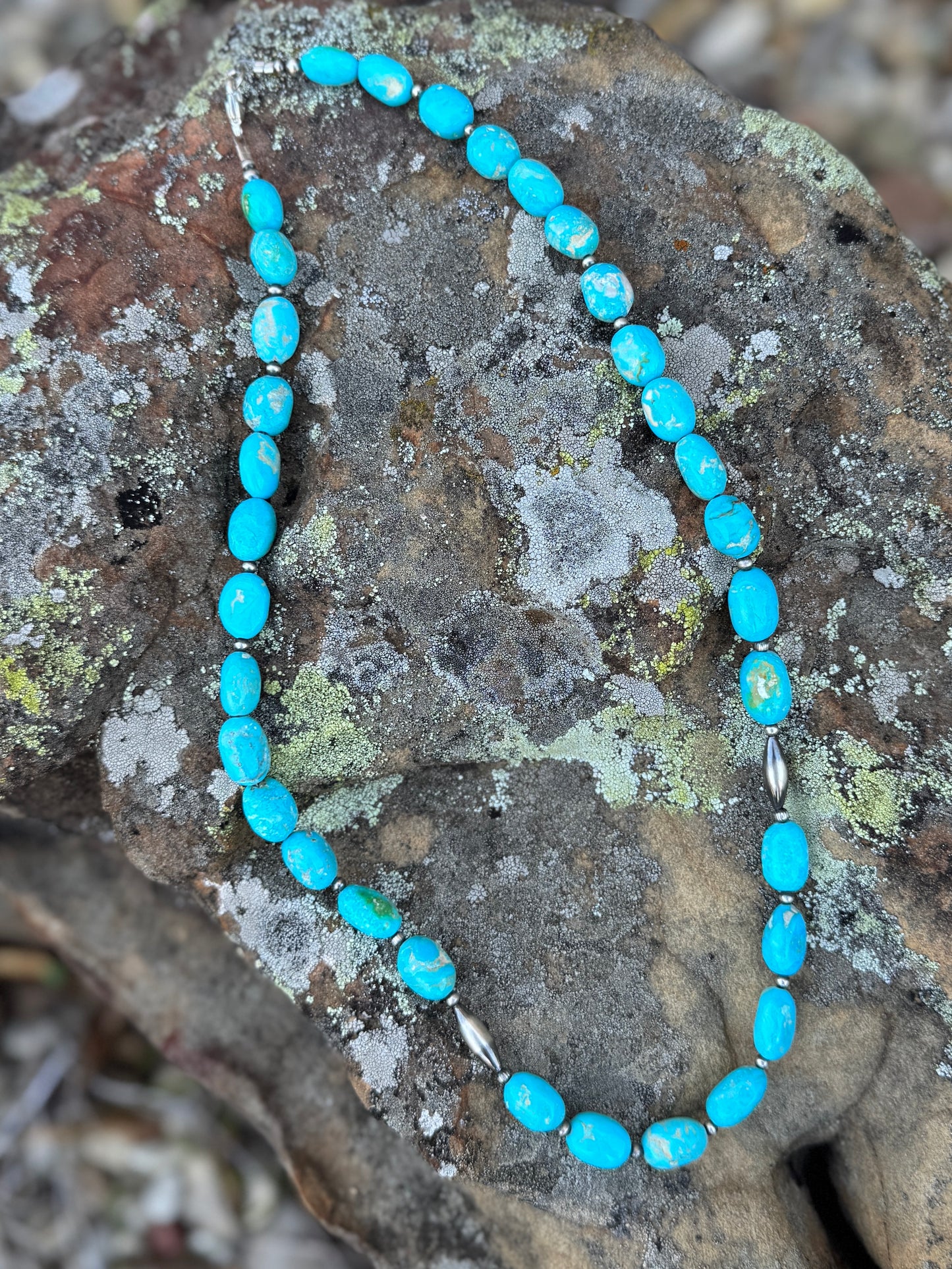 {Bella} Blue Turquoise & Barrel Pearl Necklace