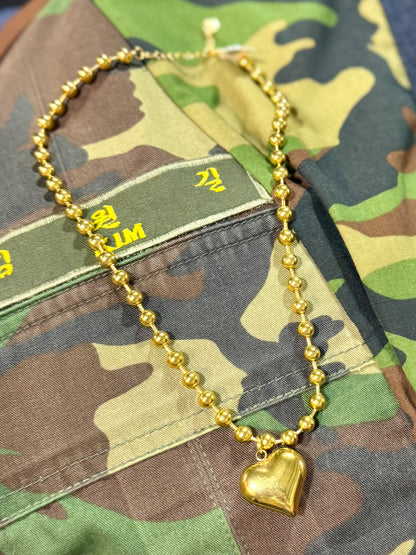 Gold Bubble Heart Necklace