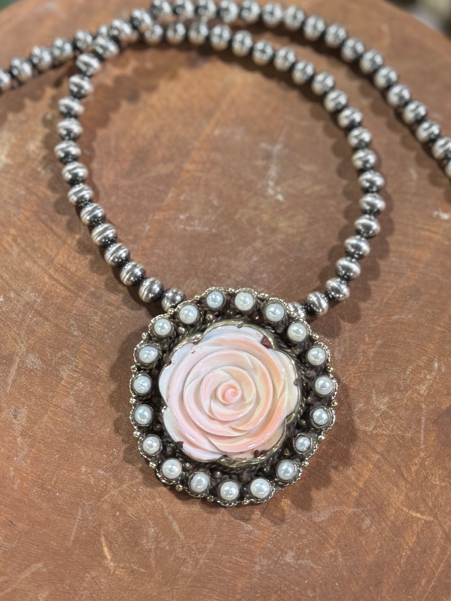 Pink Conch Rose Pendent