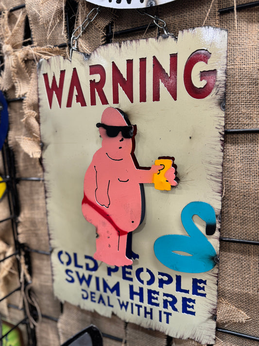 Old People Swim Here Sign