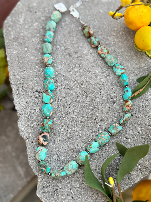 {Tyler} Kingman Slab & Silver Necklace