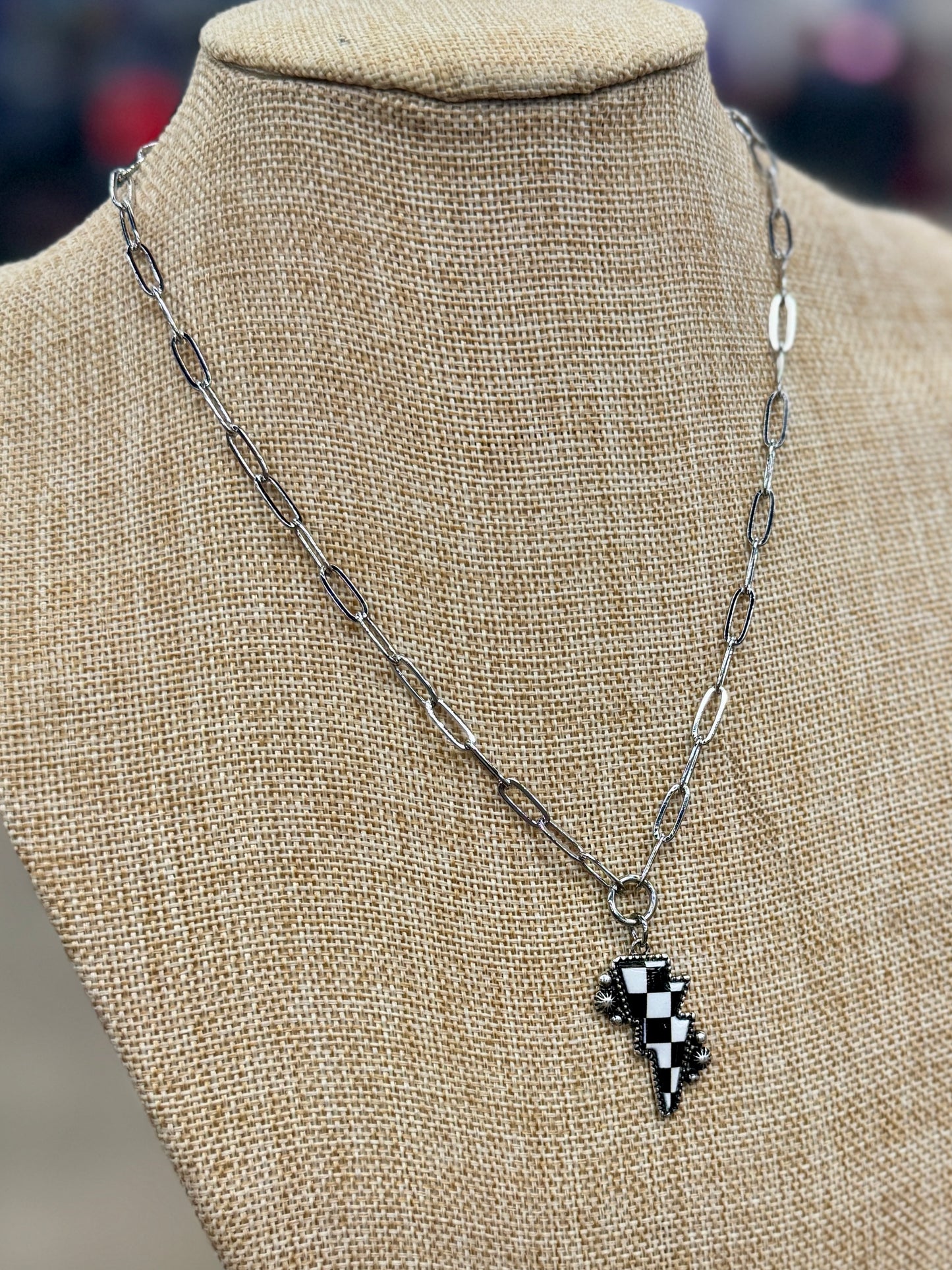 Checker Bolt Necklace