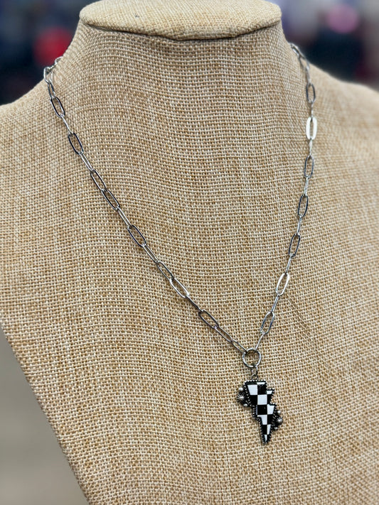 Checker Bolt Necklace